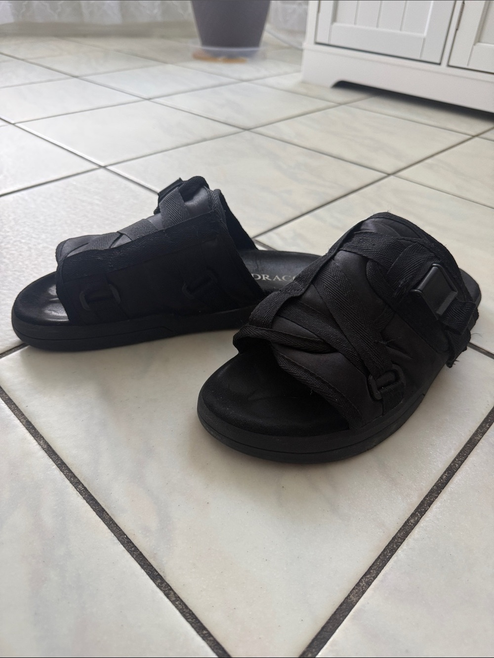 Men's DRACO  Black Slides with Adjustable Straps